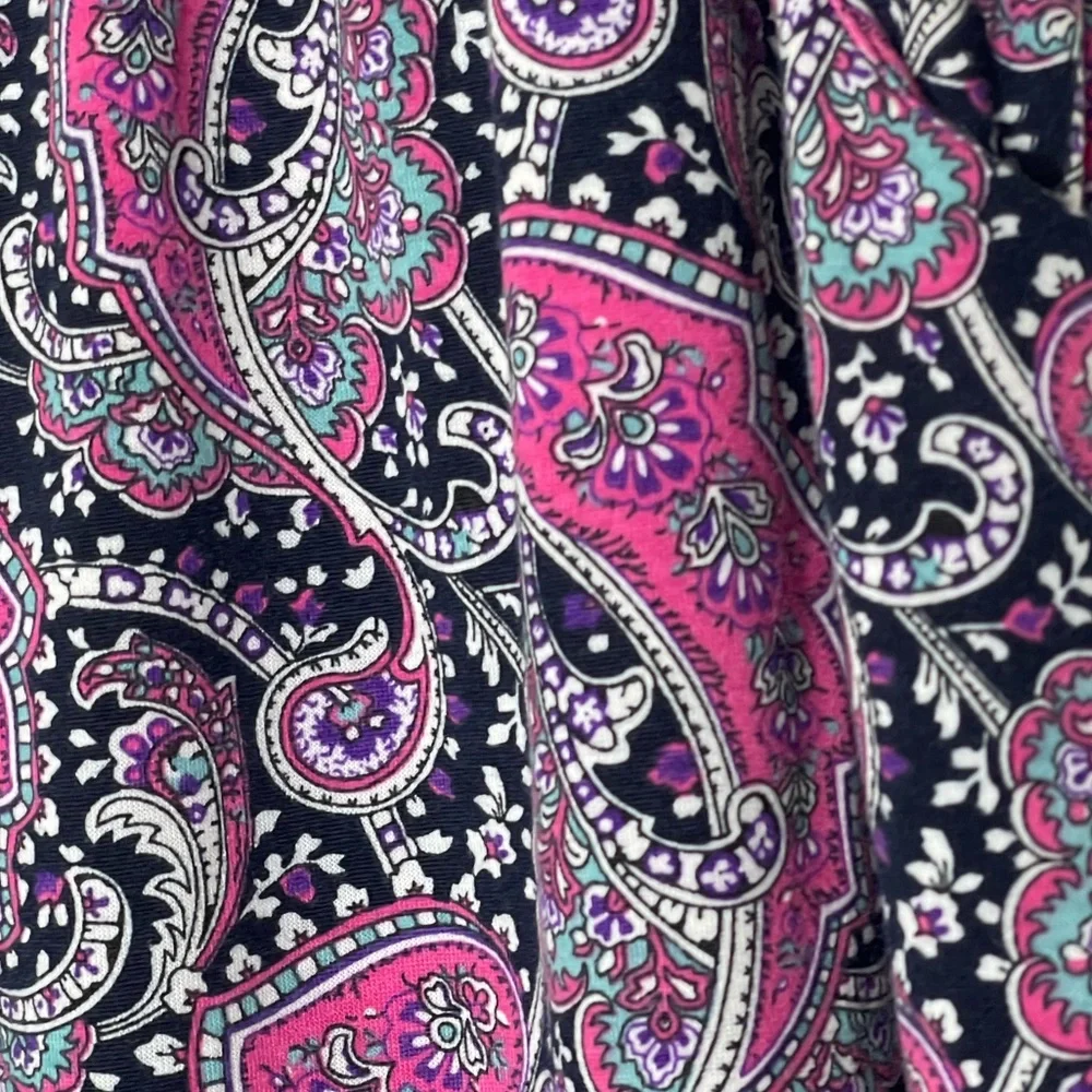 Paisley Wide Leg Pants Boho Chic Flowy Lounge Resort Wear Pull On Palazzo XLg - Picture 5 of 12